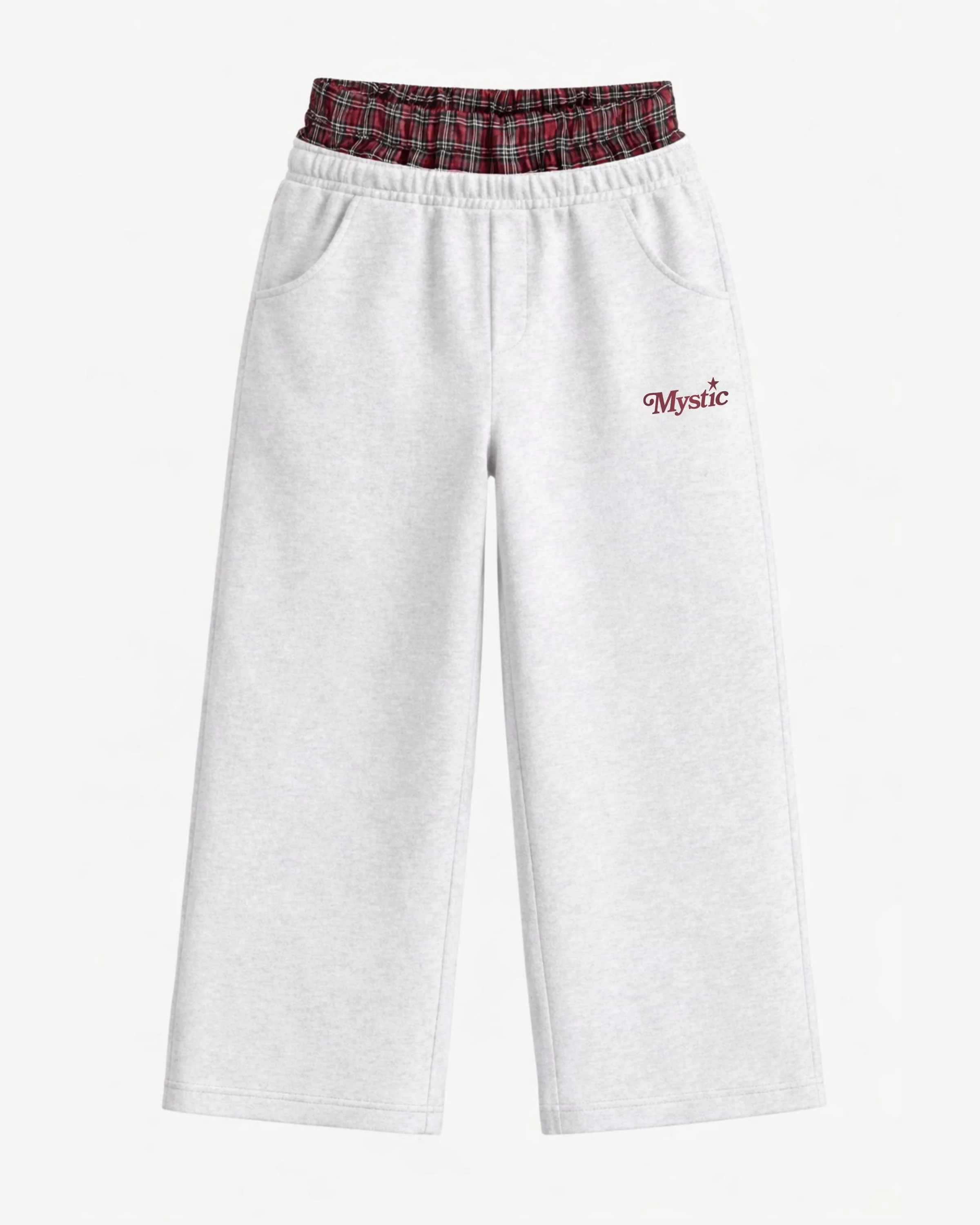 Plaid Double Waist Sweatpants