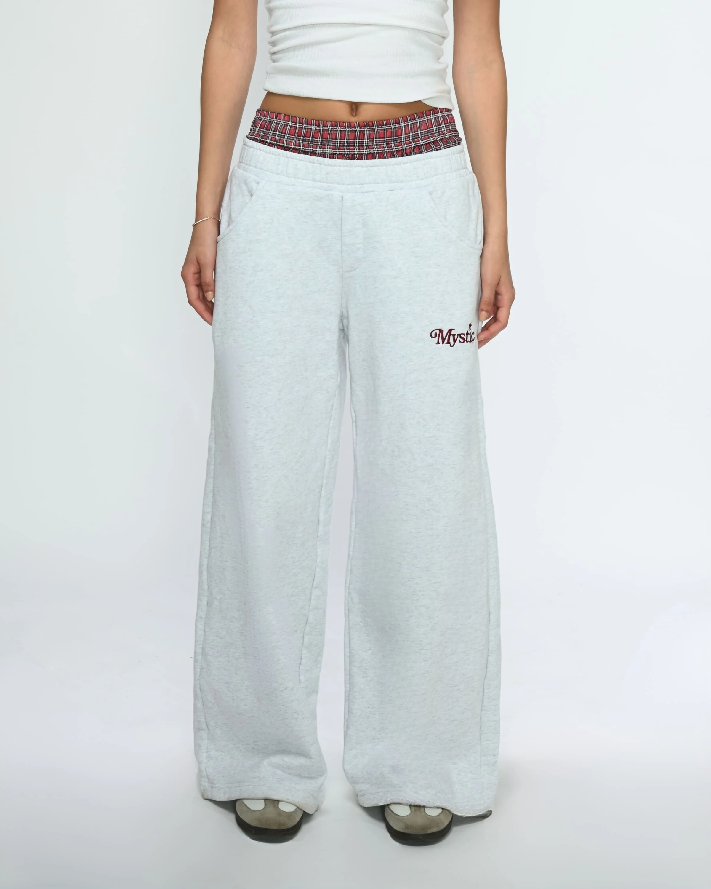 Plaid Double Waist Sweatpants - Image 2