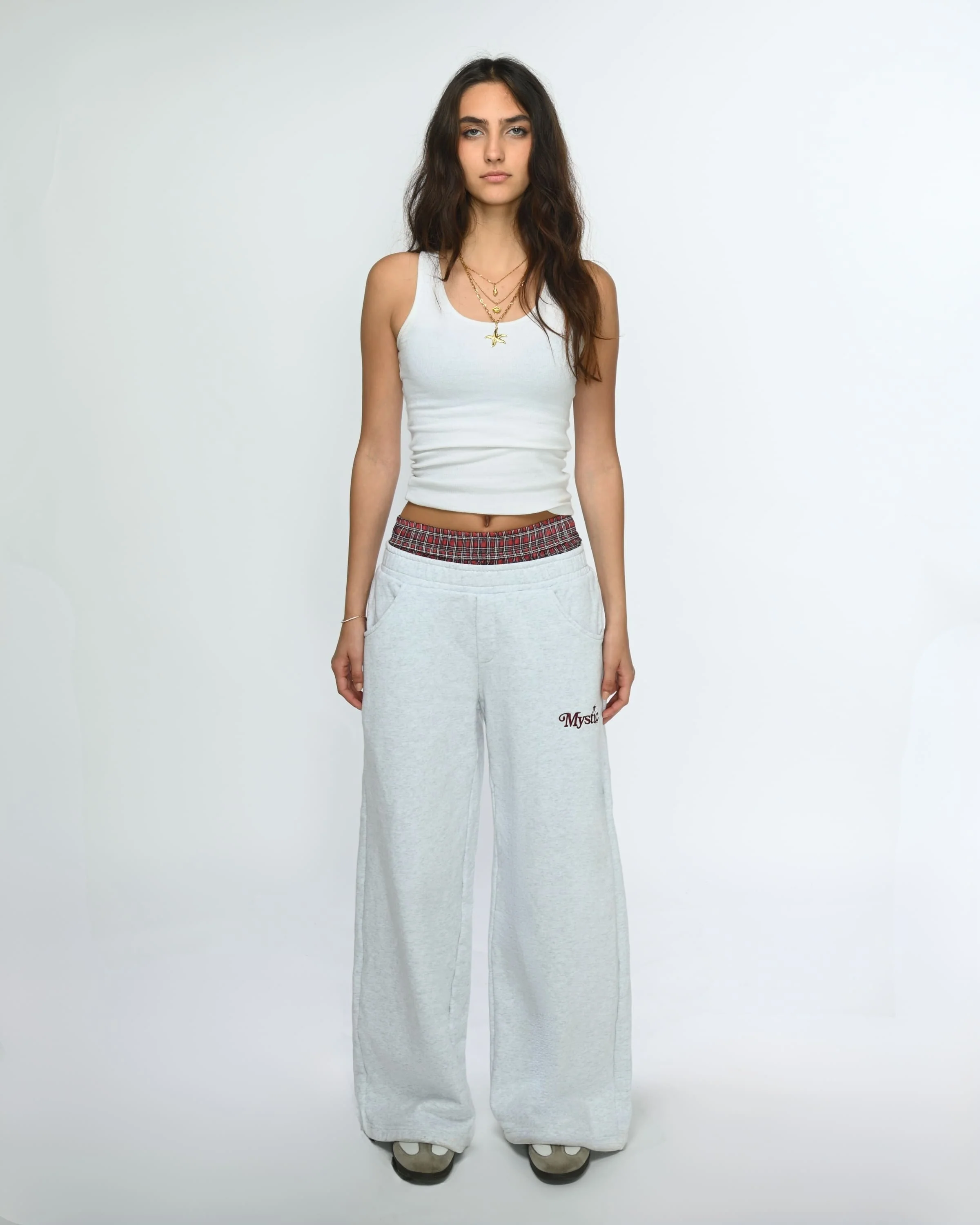 Plaid Double Waist Sweatpants - Image 3