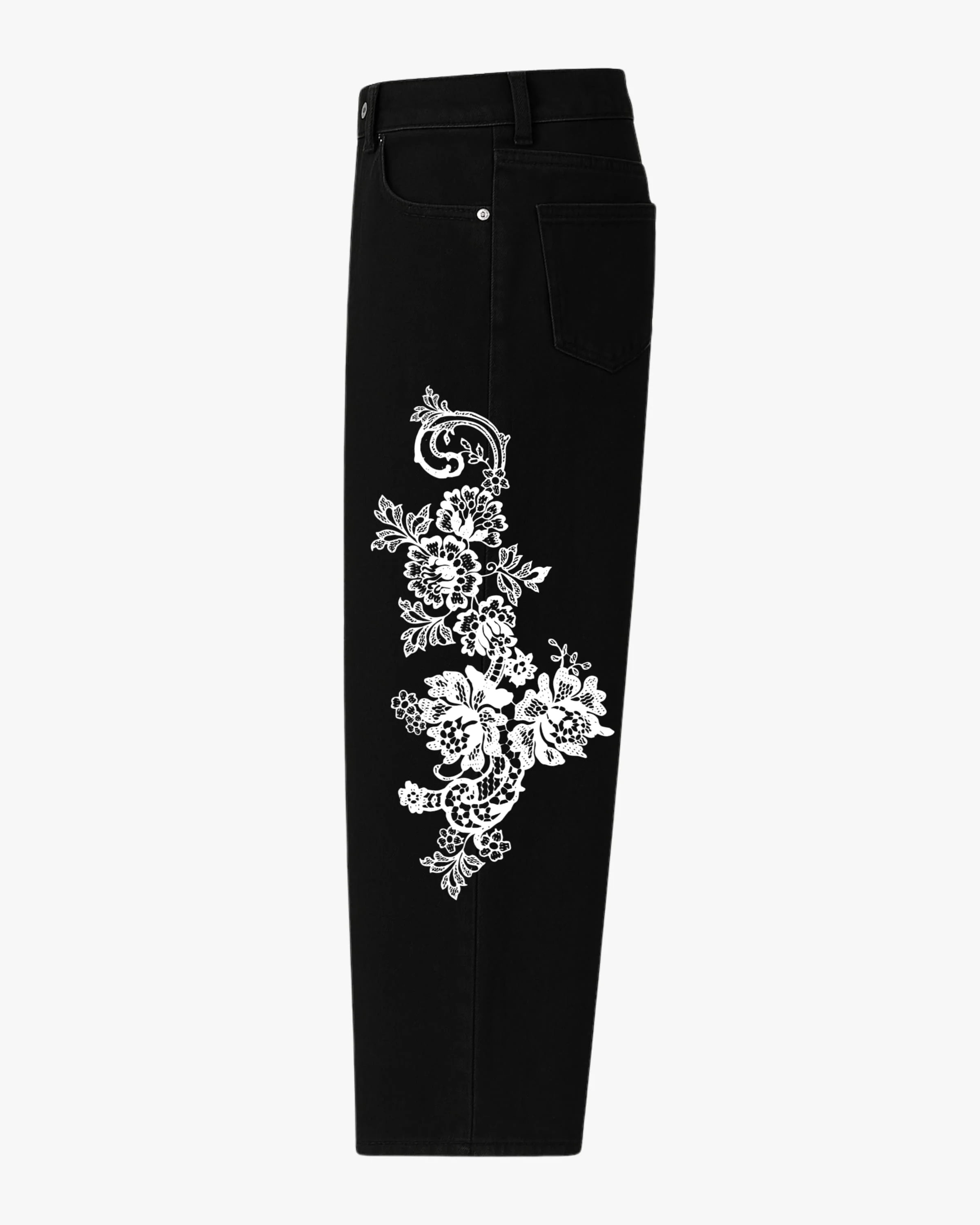 White Lace Barrel Jeans - Image 6